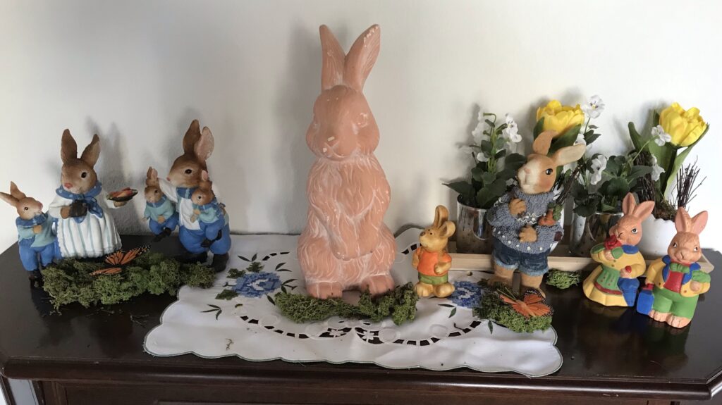 Die Hasenfamilie steht bereit